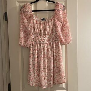 Floral Pink Puff Sleeve Dress